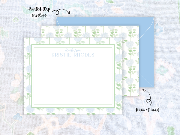 Personalized Hydrangea Stationery Set