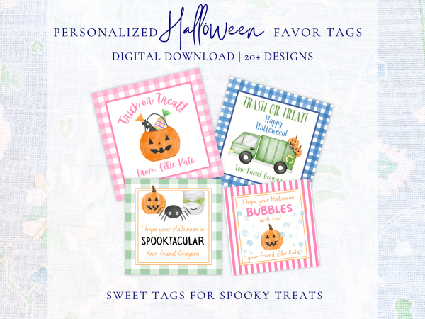 Personalized Halloween Favor Tags | Digital Download