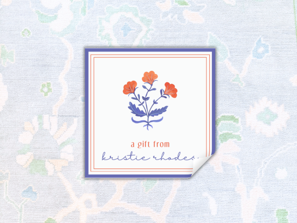 Blue Floral Gift Stickers