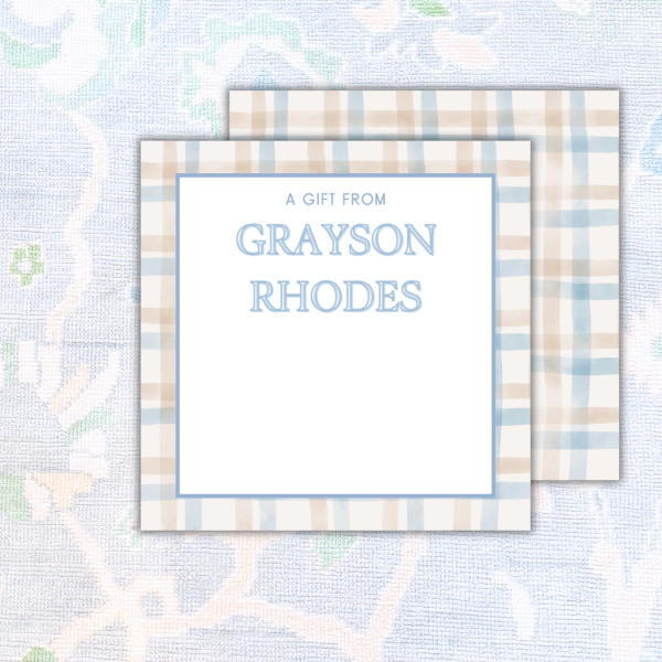 Blue & Tan Plaid Enclosure Card