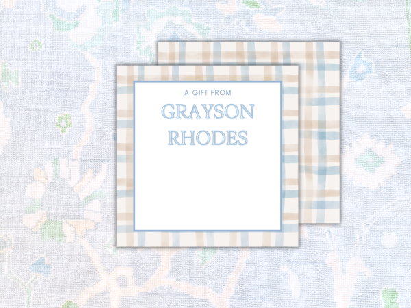 Blue & Tan Plaid Enclosure Card