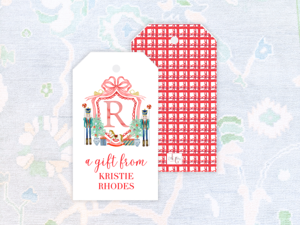 Christmas Nutcracker Crest Personalized Gift Tags