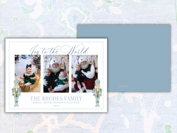 Joy to the World Three-Photo Nutcracker Christmas Card