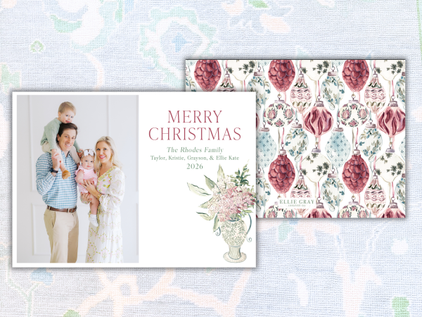 Christmas Ornament & Floral Photo Card