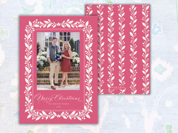 Botanical Vine Frame Christmas Photo Card