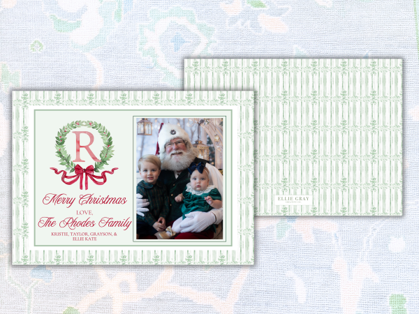 Monogram Garland Christmas Photo Card