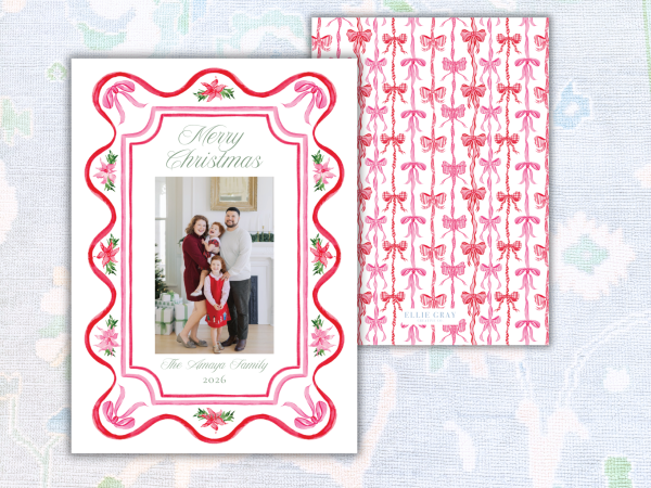 Merry & Bright Bow Frame Christmas Photo Card