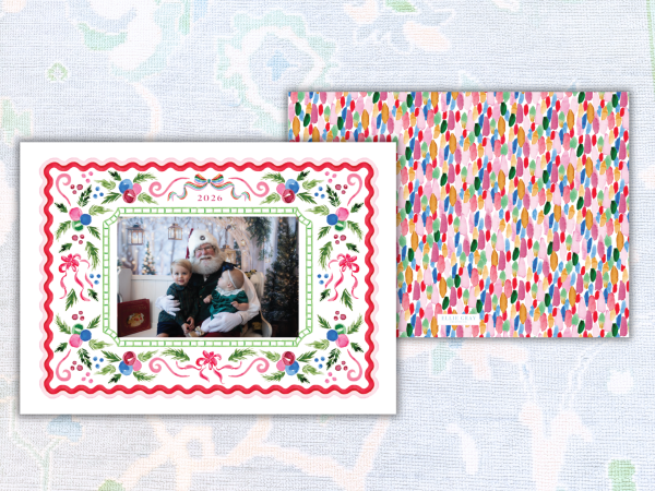 Colorful Garland Frame Christmas Photo Card