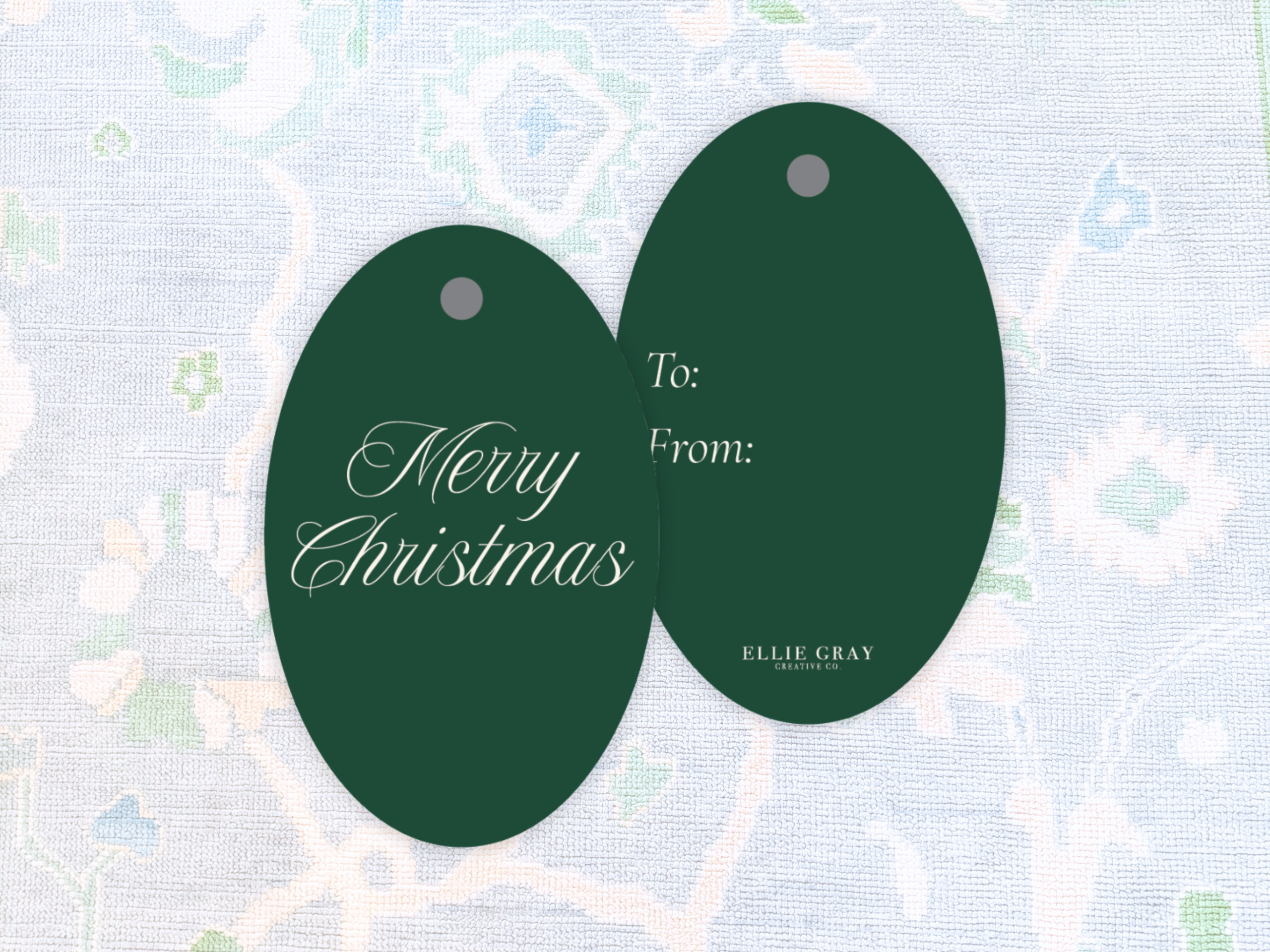 Evergreen Floral Oval Christmas Gift Tags - Image 2